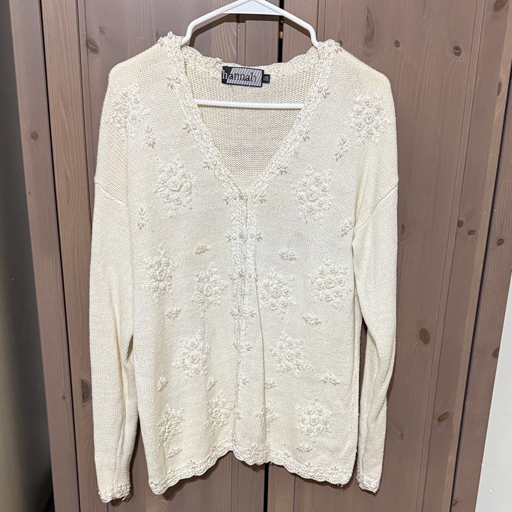 *****SOLD*******VINTAGE Hannah embellished pearl ramie cotton cardigan